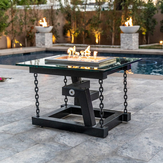 Rectangular Newton with Floating Appearance - Powder Coated Metal | Fire Table