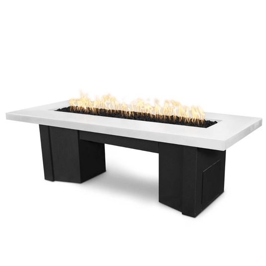 Rectangular Alameda Fire Table - Powder Coated White Top & Black Base | Fire Table