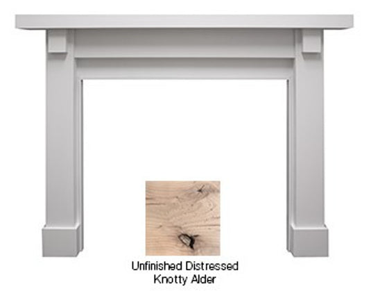 Majestic Battlefield B Unfinished Distressed Knotty Alder Flush Wood Mantel