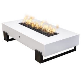 Rectangular Baja - White Top & Black Powder Coat Base | Fire Pits