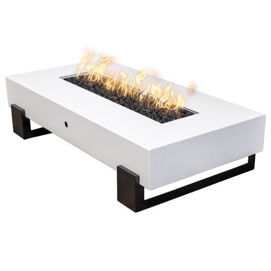 Rectangular Baja - White Top & Black Powder Coat Base | Fire Pits