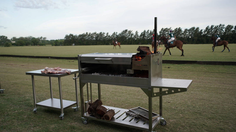 Load image into Gallery viewer, Tagwood BBQ Argentine Santa Maria Wood Fire &amp; Charcoal Gaucho Grill with Top Lid | BBQ01SS
