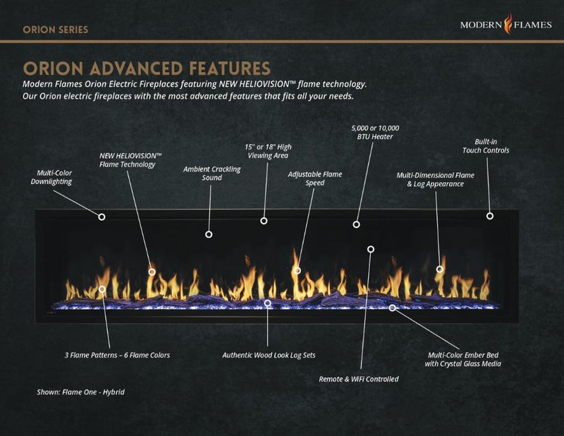 Load image into Gallery viewer, Modern Flames Orion Slim 52&quot; Single-Sided HELIOVISION Virtual Electric Fireplace - OR52-SLIM
