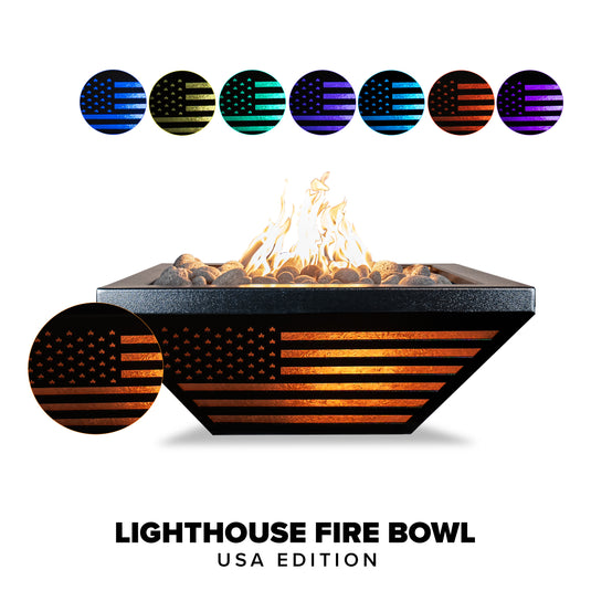 Lighthouse Fire Bowl - "USA" Edition (Match Lit)