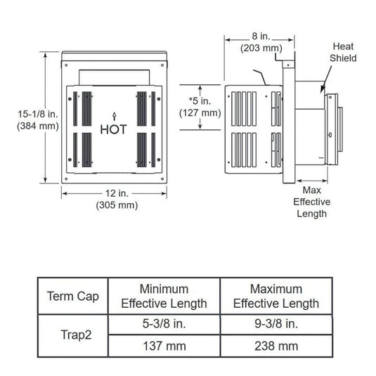 Majestic Horizontal Termination Cap with Long Flue