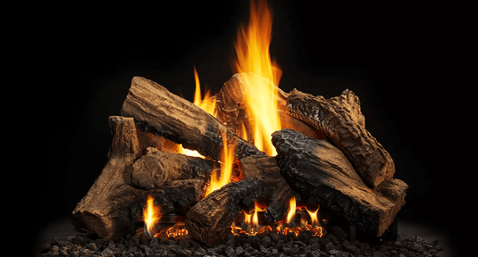 Majestic 8-piece Fiber Ceramic Log Set for VDY24/18. 18" Rear Log for Narrow Back Fireplaces