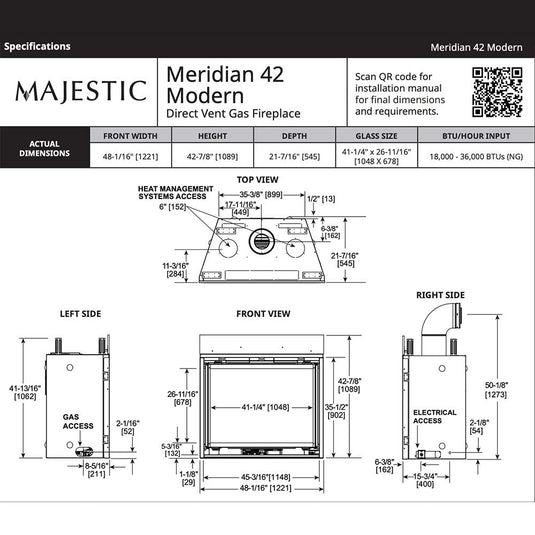 Majestic 36" Meridian Direct Vent Natural Gas Fireplace