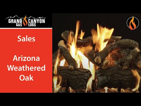 Load and play video in Gallery viewer, 18&quot; Arizona Weathered Oak 6-Piece Vented Gas Log Set - AWO18LOGS
