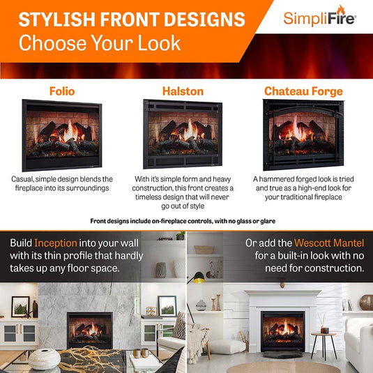 SimpliFire 36" Chateau Forge Front for Inception Electric Fireplace