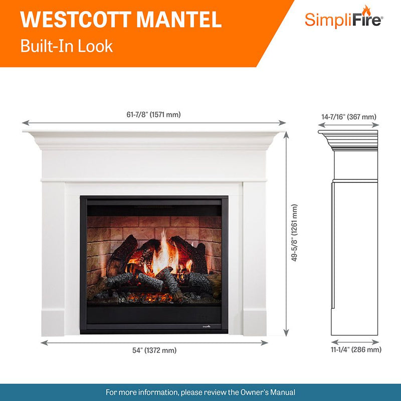 Load image into Gallery viewer, SimpliFire Wescott Mantel Package Kit for Inception 36&quot; Electric Fireplace
