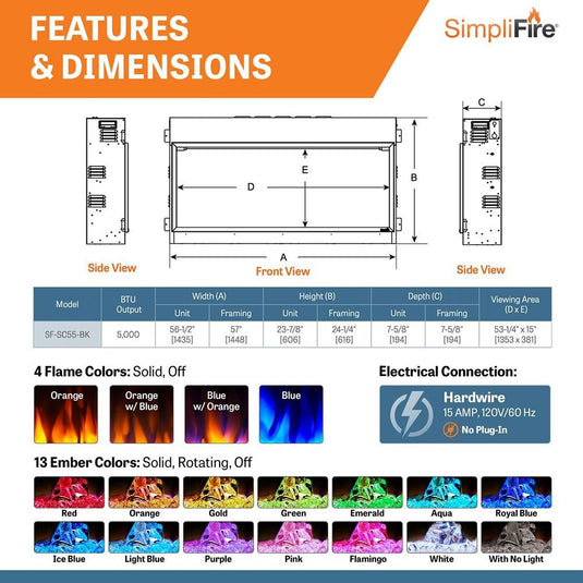 SimpliFire Scion Clean Face Linear Electric Fireplace