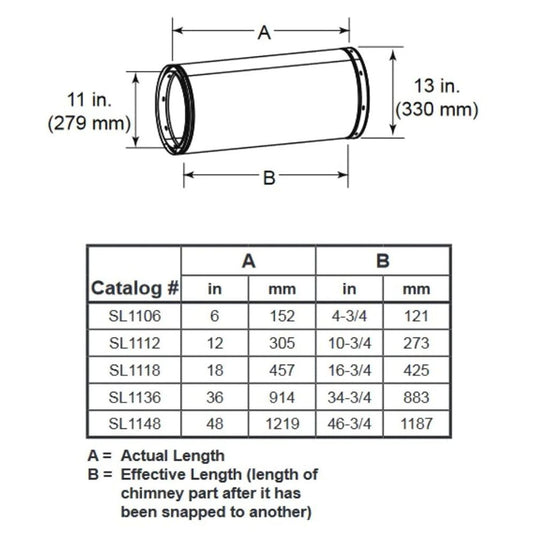 Majestic SL11 Chimney Section Stove Pipe