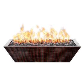 Rectangular Linear Maya - Hammered Copper | Fire Bowls