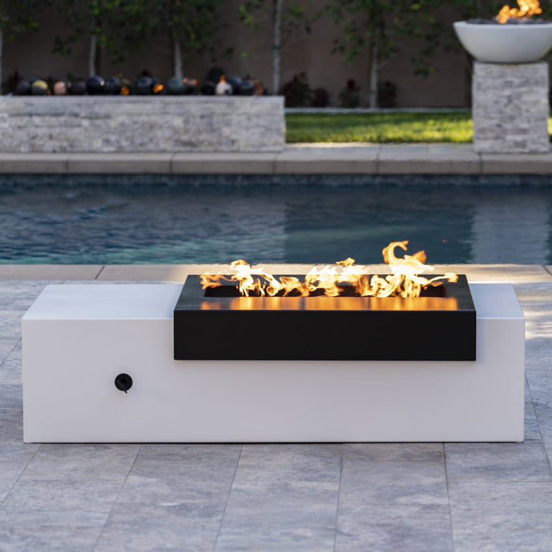 Load image into Gallery viewer, Rectangular Moonstone - Black Top &amp; White Powder Coat Base | Fire Pits
