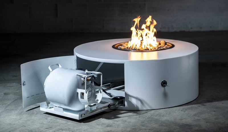 Load image into Gallery viewer, Round Isla - Powder Coated White Top &amp; Black Base | Fire Pits
