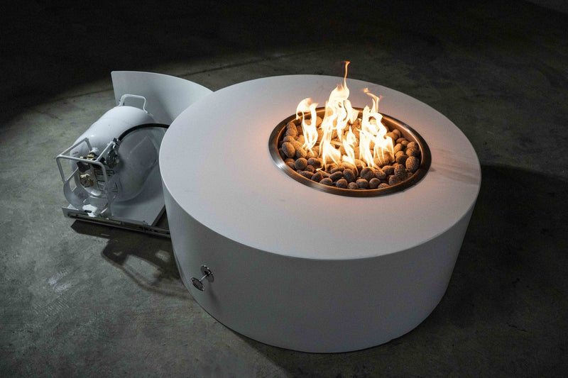 Load image into Gallery viewer, Round Isla - Powder Coated White Top &amp; Black Base | Fire Pits
