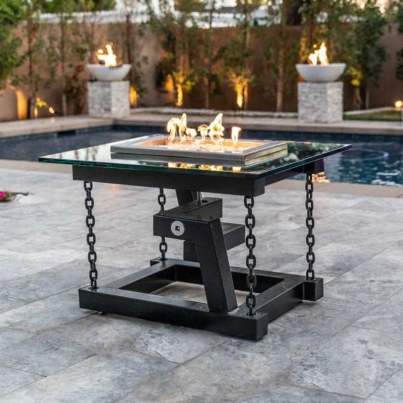Load image into Gallery viewer, Rectangular Newton with Chain Support - Powder Coated Metal | Fire Table
