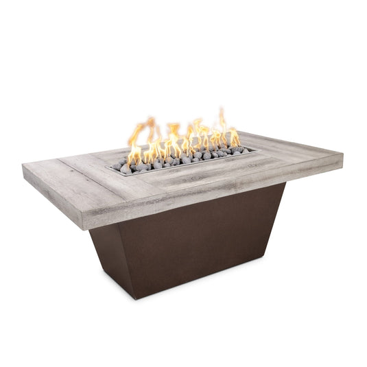 48" Rectangular Tacoma - Powder Coated White Top & Black Base | Fire Table