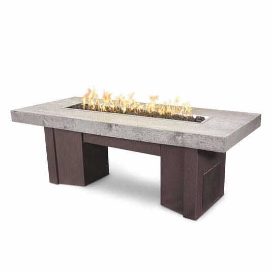 60" Alameda Fire Table Wood Grain Ivory Concrete Top & Powder Coated Base | Fire Table