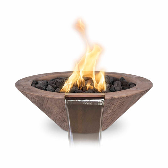 32" Round Cazo Wood Grain GFRC Concrete | Fire & Water Bowl