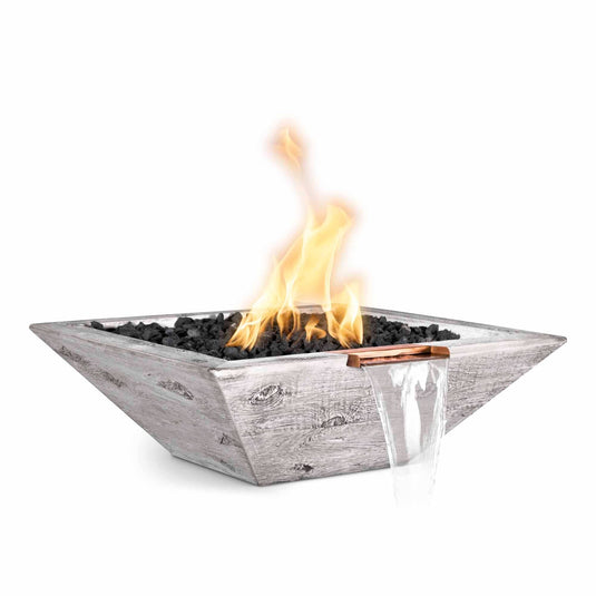 24" Square Maya Wood Grain GFRC Concrete | Fire & Water Bowl