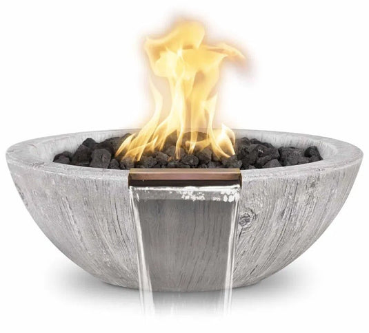 27" Round Sedona - Wood Grain GFRC Concrete | Fire & Water Bowl