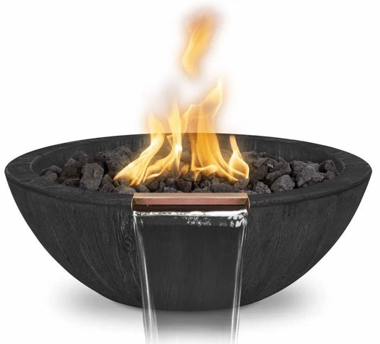 27" Round Sedona - Wood Grain GFRC Concrete | Fire & Water Bowl