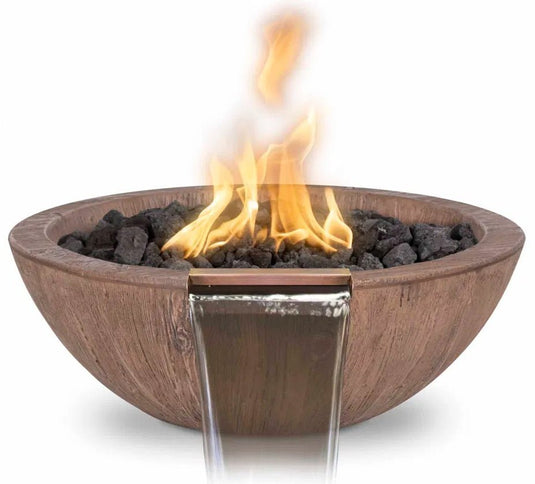 27" Round Sedona - Wood Grain GFRC Concrete | Fire & Water Bowl